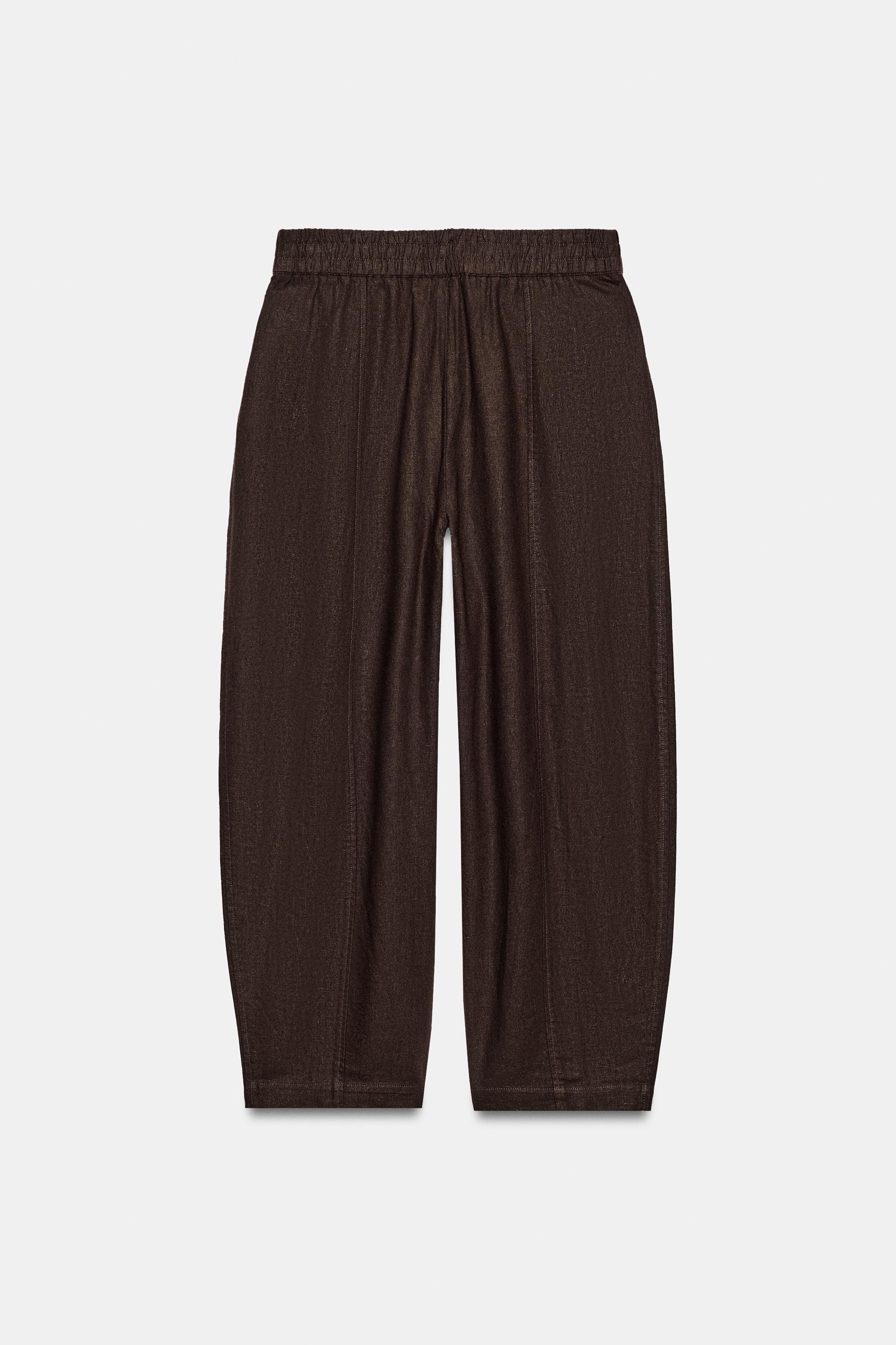 LINEN BARREL PANTS